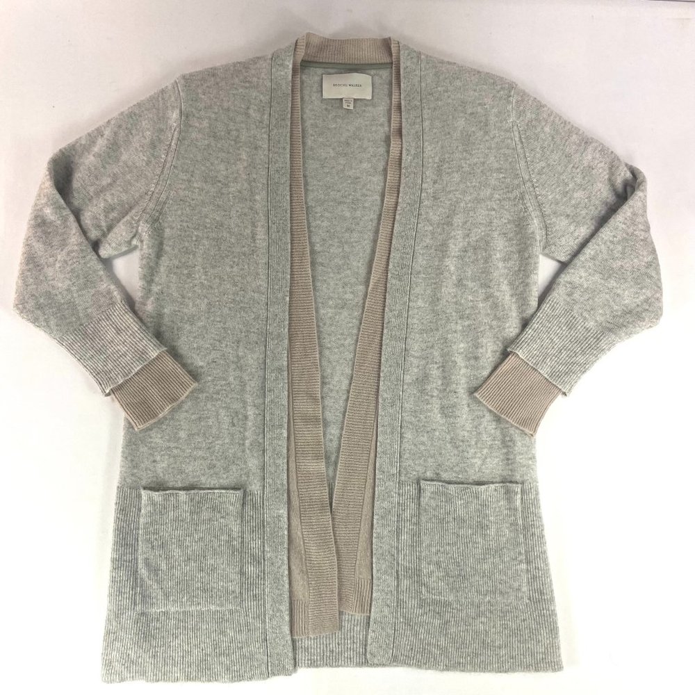 💎SOLD💎BROCHU WALKER Layered 100% Cashmere Cardigan Gray & Beige Size M